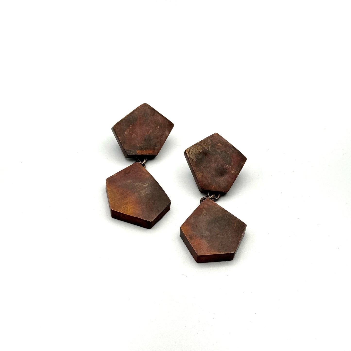 Hollow construction copper earrings