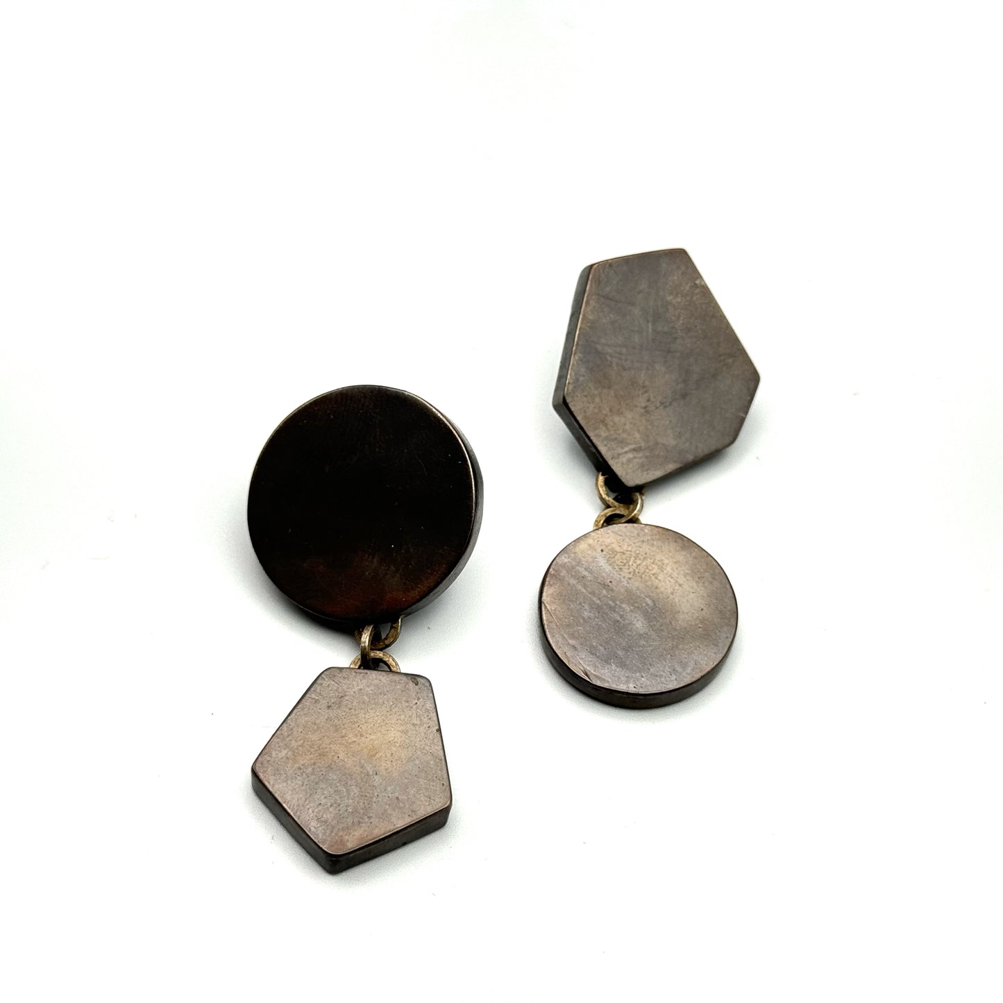 Hollow construction copper earrings