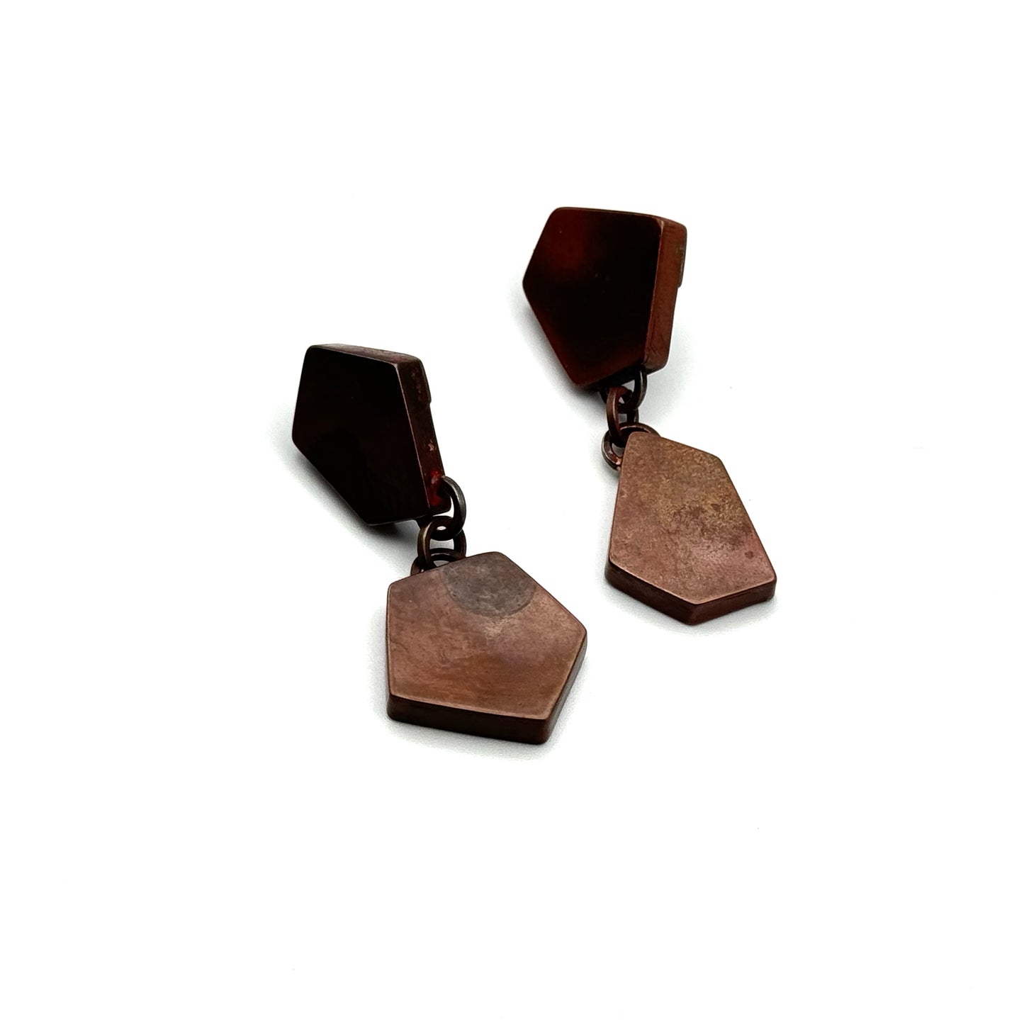 Hollow construction copper earrings