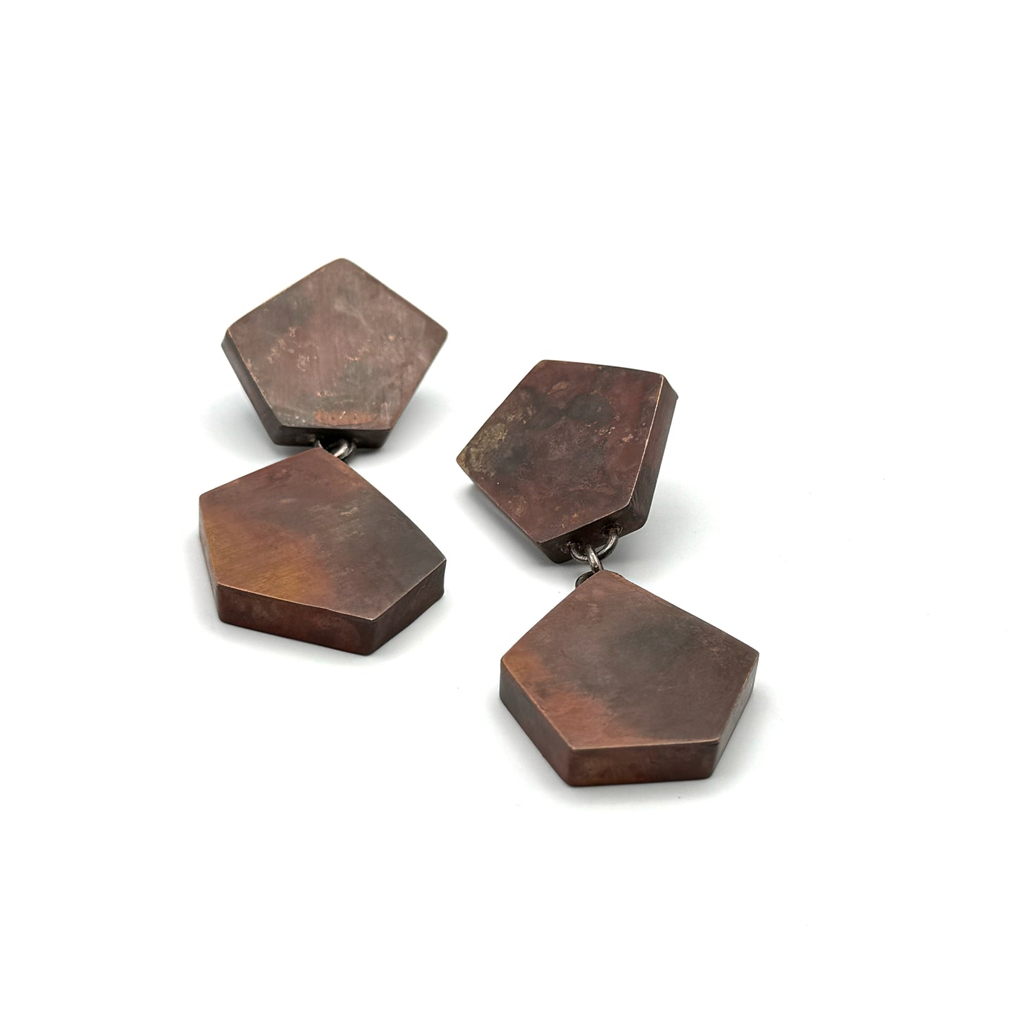 Hollow construction copper earrings