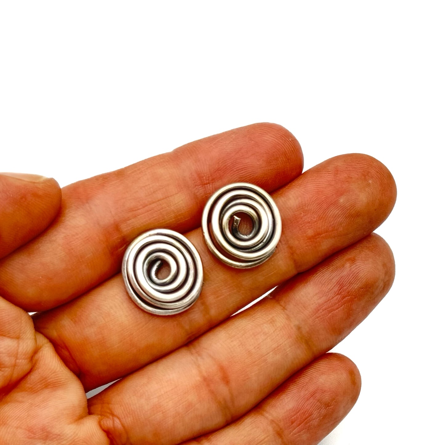 Oxidize silver wire earrings.